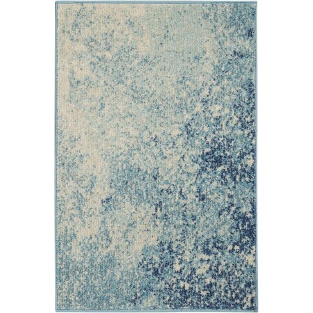 Homeroots 2 x 3 ft. Light Blue & Ivory Abstract Sky Scatter Area Rug 385296